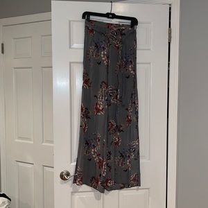 Floral wide leg slit pants